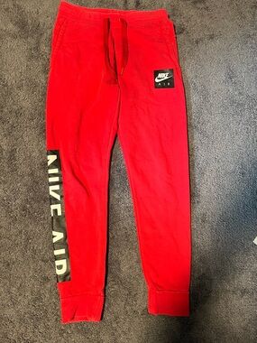 Nike Red Air Logo Jogger Pants size small
